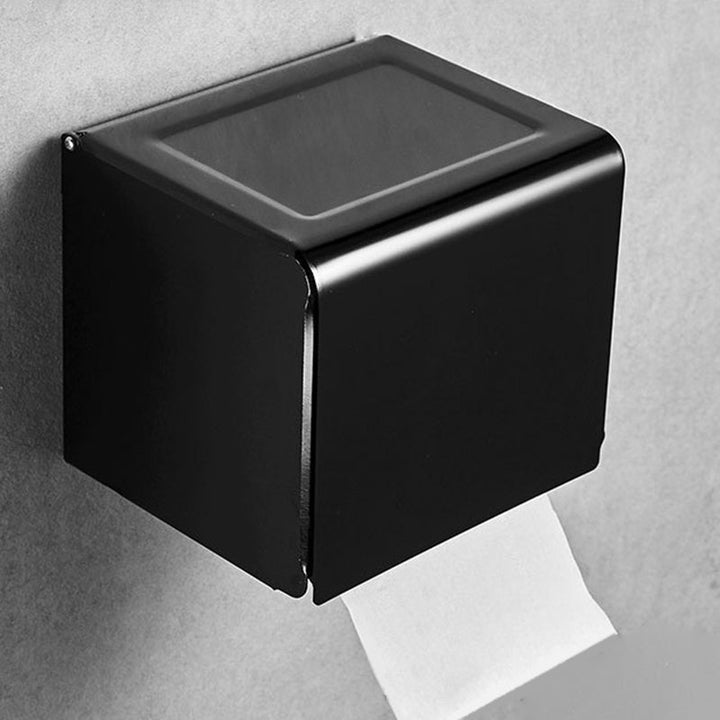 Lisslune | Contemporary 8-piece Bathroom Accessory Set Matte Black Bathroom Shelf/Paper Holder/Towel Hook