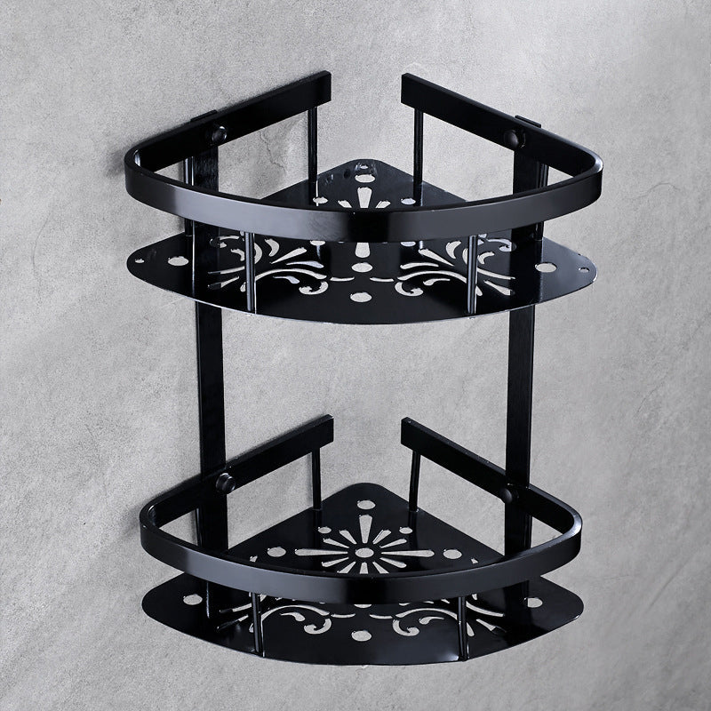 Lisslune | Contemporary 8-piece Bathroom Accessory Set Matte Black Bathroom Shelf/Paper Holder/Towel Hook