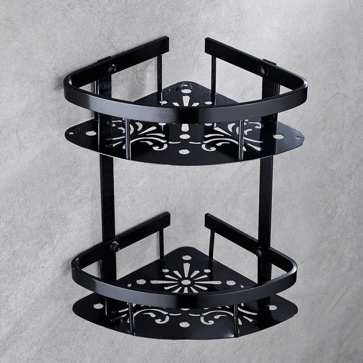 Lisslune | Contemporary 8-piece Bathroom Accessory Set Matte Black Bathroom Shelf/Paper Holder/Towel Hook