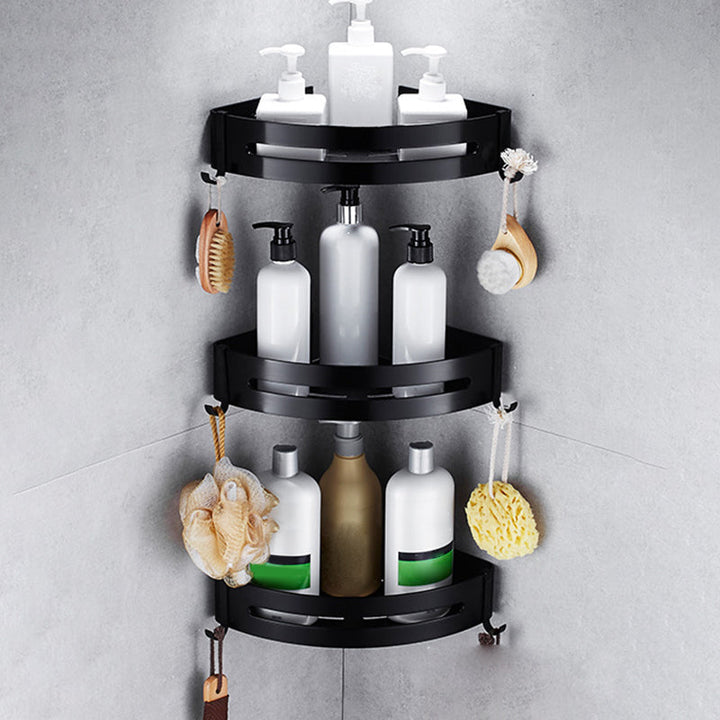 Lisslune | Contemporary 8-piece Bathroom Accessory Set Matte Black Bathroom Shelf/Paper Holder/Towel Hook