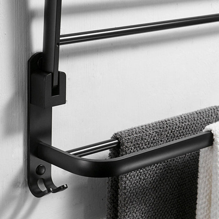 Lisslune | Contemporary 8-piece Bathroom Accessory Set Matte Black Bathroom Shelf/Paper Holder/Towel Hook