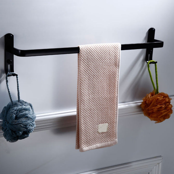 Lisslune | Contemporary 8-piece Bathroom Accessory Set Matte Black Bathroom Shelf/Paper Holder/Towel Hook