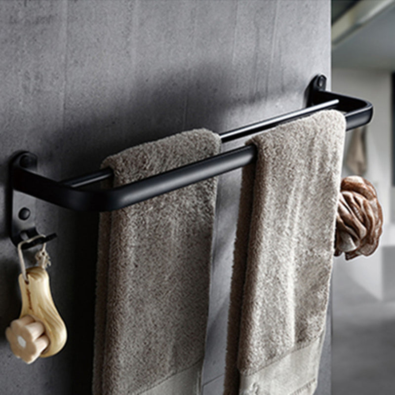 Lisslune | Contemporary 8-piece Bathroom Accessory Set Matte Black Bathroom Shelf/Paper Holder/Towel Hook