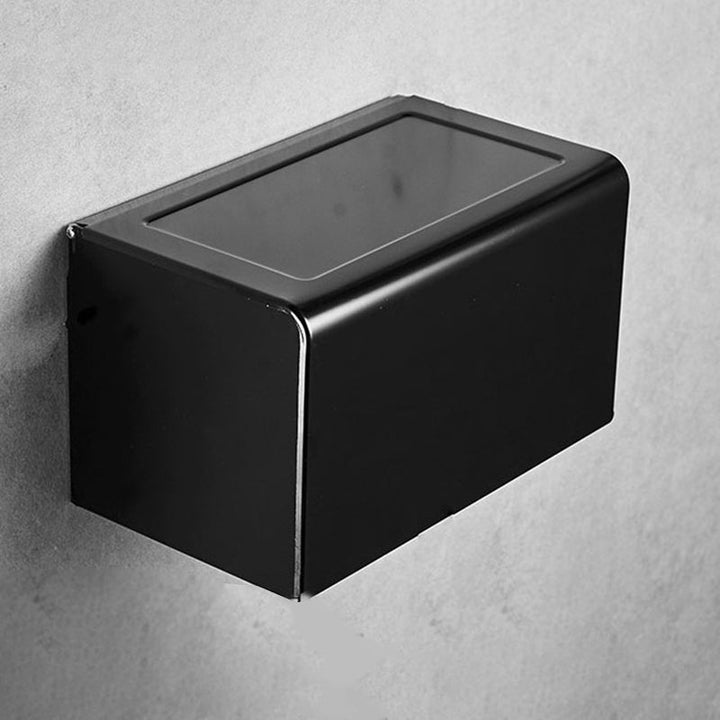 Lisslune | Contemporary 8-piece Bathroom Accessory Set Matte Black Bathroom Shelf/Paper Holder/Towel Hook