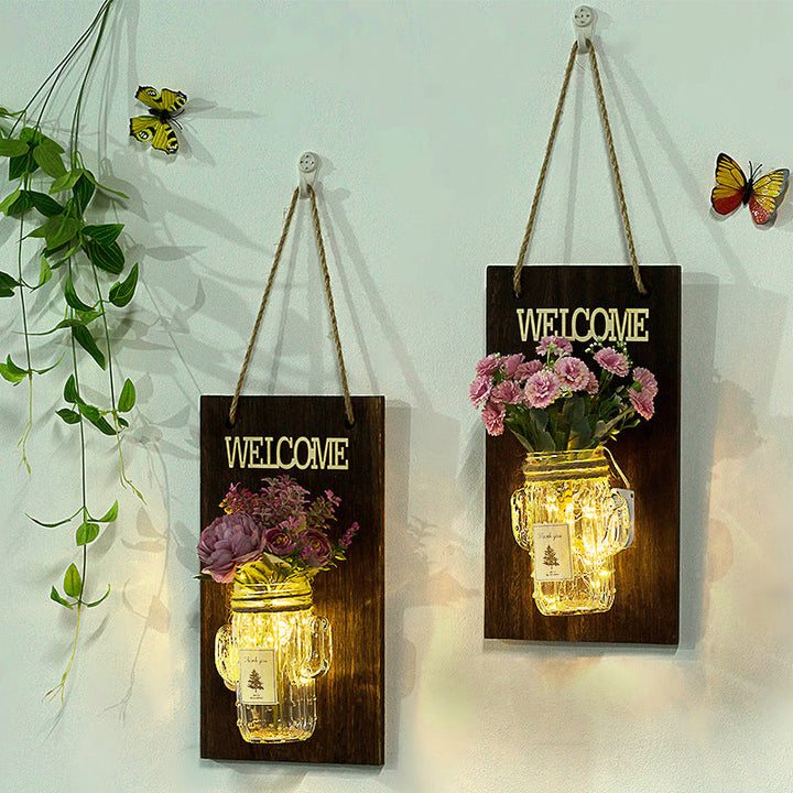 Skørter | Lilac Flowers Wall Light String Rustic Style Clear Glass Shade Wall Lamp for Café
