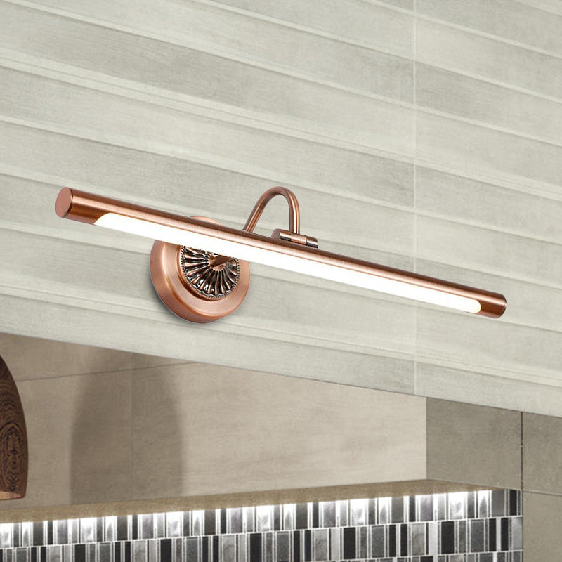 Skørter | Modernist style tube metal wall lamp 18"/22" W LED wall-mounted lamp in weathered copper/brushed brass, warm/white light