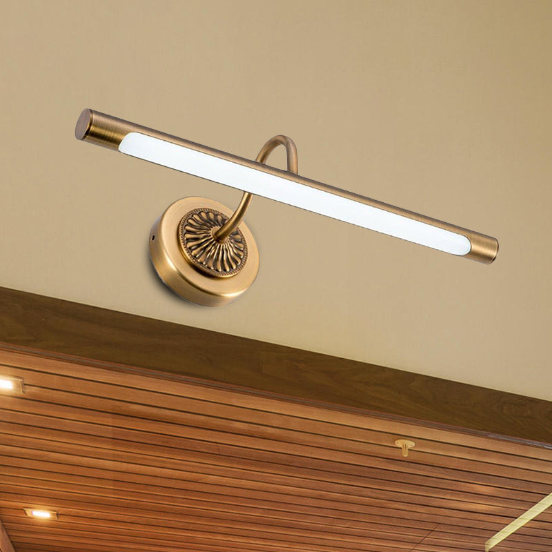 Skørter | Modernist style tube metal wall lamp 18"/22" W LED wall-mounted lamp in weathered copper/brushed brass, warm/white light