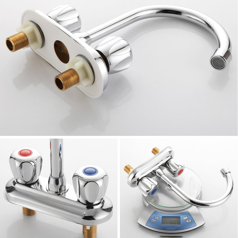 Lisslune | Knob Handle Brass Faucet High Arc Swivel Sink Faucet for Bathroom