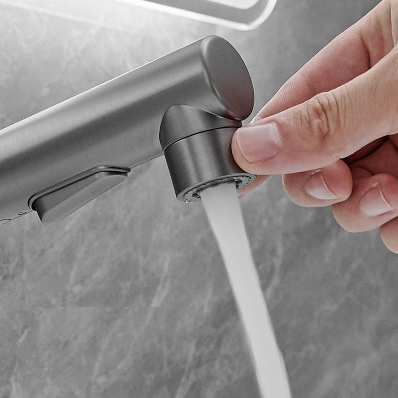 Lisslune | Contemporary Vessel Faucet Copper Single Handle Low Arc Pull Down Vessel Faucet for Home