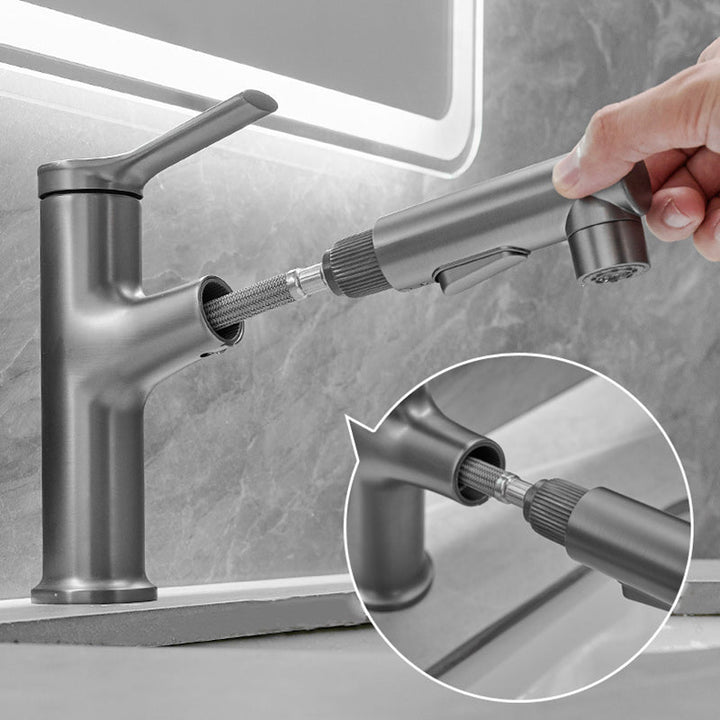 Lisslune | Contemporary Vessel Faucet Copper Single Handle Low Arc Pull Down Vessel Faucet for Home