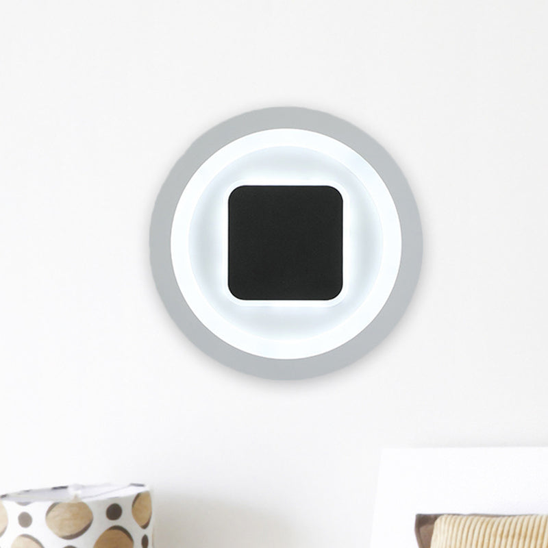 Lisslune | Square and Round Wall Lights Modernism Metal LED Bedroom Wall Sconce in Black and White
