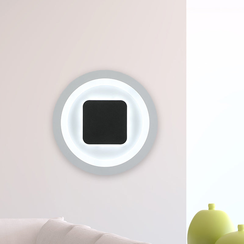 Lisslune | Square and Round Wall Lights Modernism Metal LED Bedroom Wall Sconce in Black and White