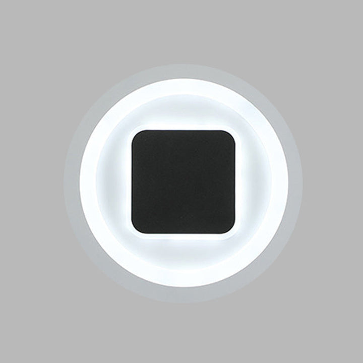 Lisslune | Square and Round Wall Lights Modernism Metal LED Bedroom Wall Sconce in Black and White
