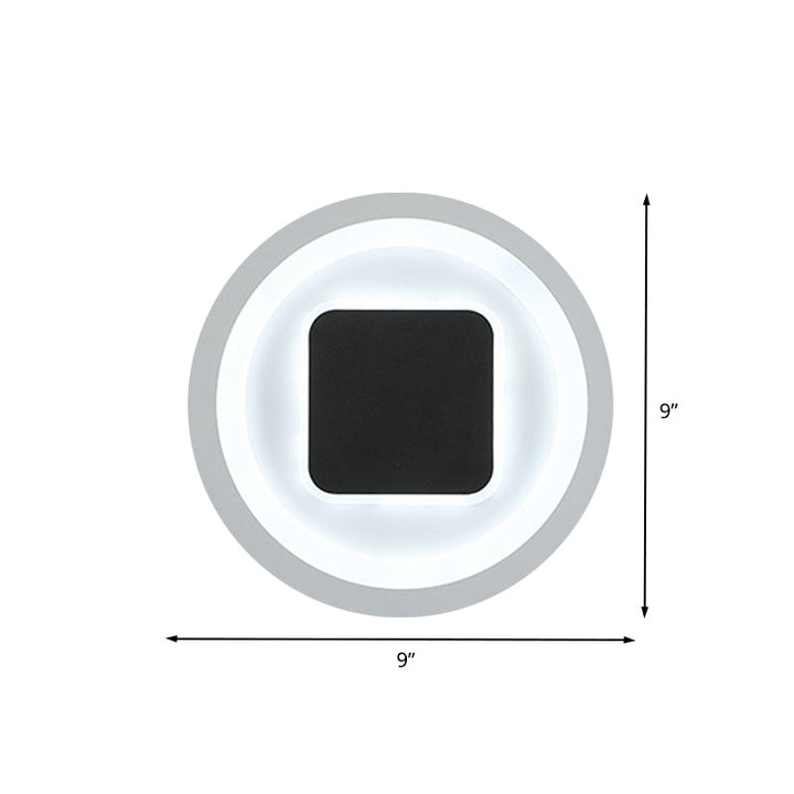 Lisslune | Square and Round Wall Lights Modernism Metal LED Bedroom Wall Sconce in Black and White