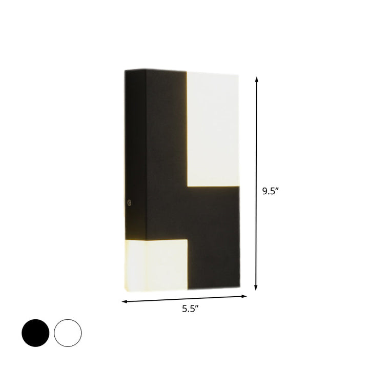 Lisslune | White/Black Rectangular Wall Light Minimalist LED Acrylic Wall-mounted Lamp for Nightstand