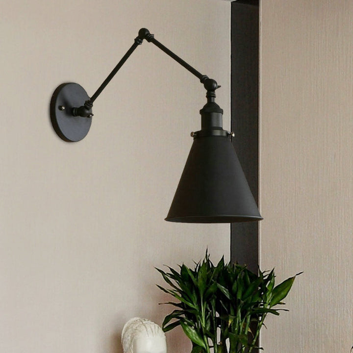 Skørter | Country House Style Cone Wall Sconces 1 Lamp Iron Wall Lighting Fixture in Black/Rust for Bedroom