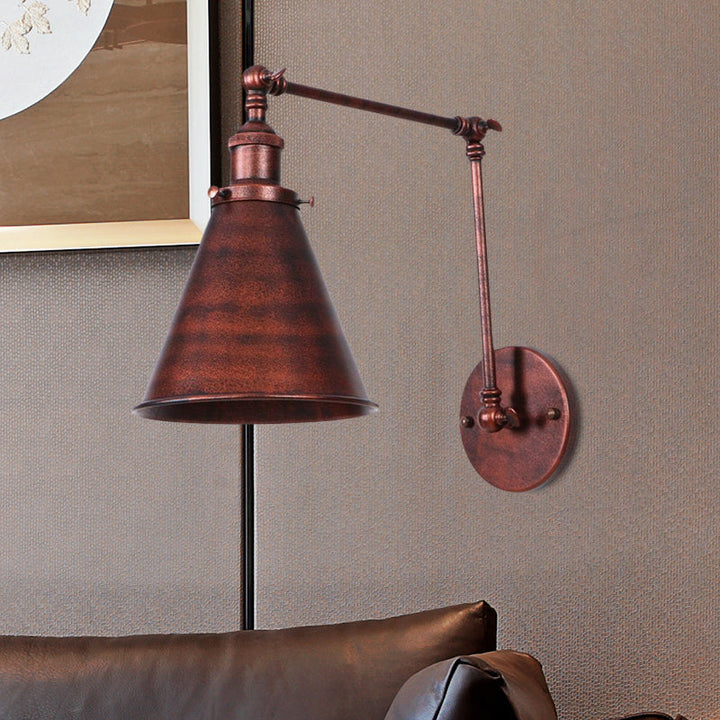 Skørter | Country House Style Cone Wall Sconces 1 Lamp Iron Wall Lighting Fixture in Black/Rust for Bedroom