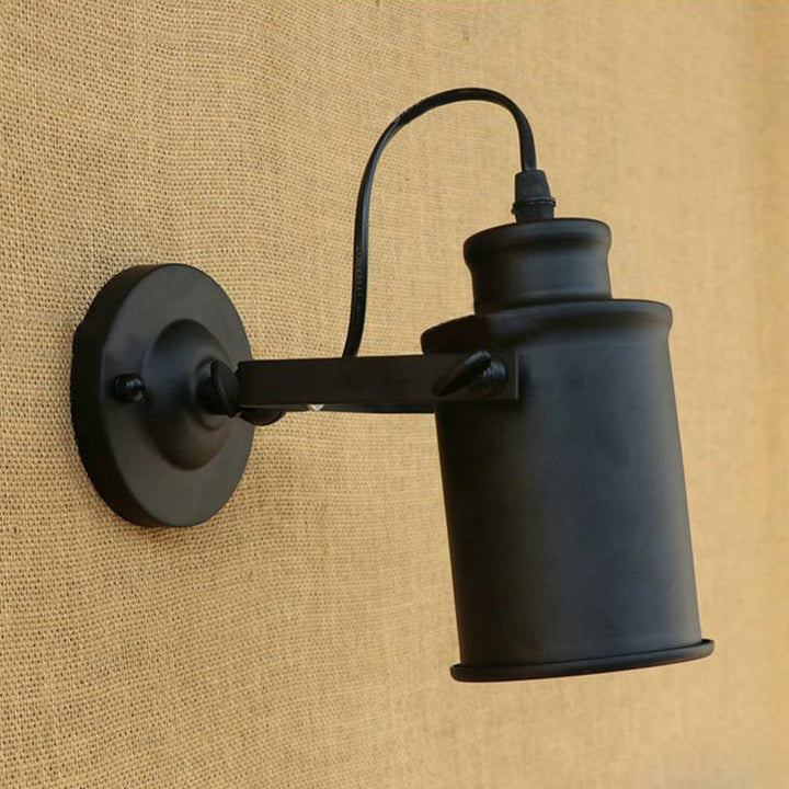 Lisslune | Cylinder Metallic Wall Light Antique Style 1 Light Living Room Wall Mounted Light in Black/Rust