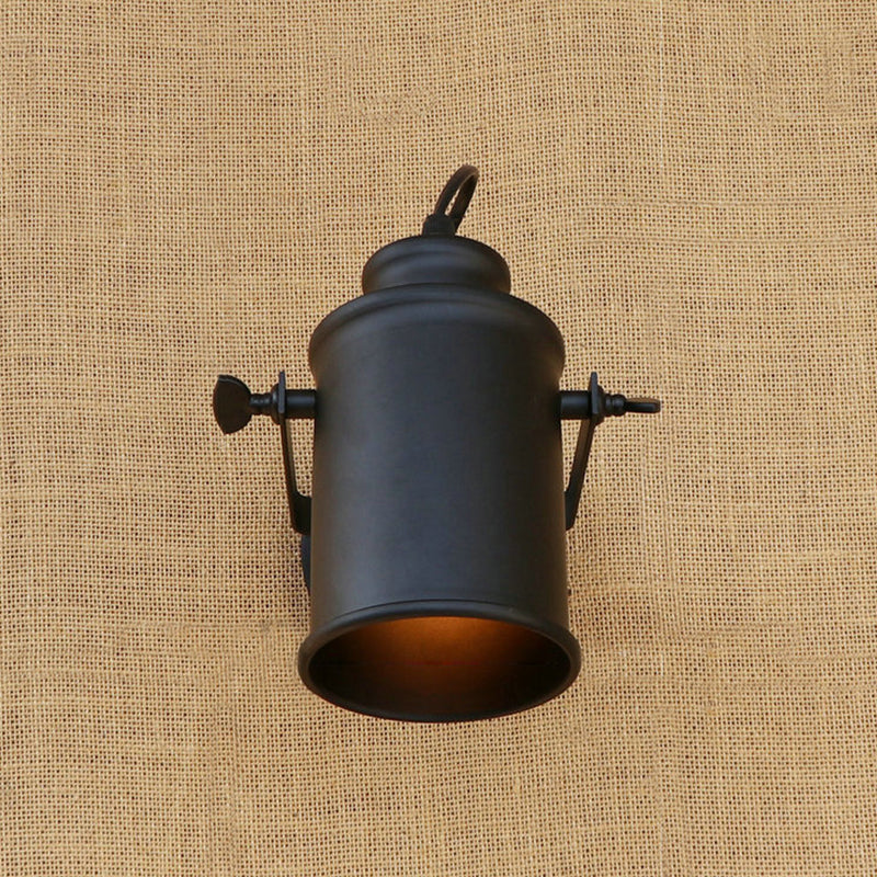 Lisslune | Cylinder Metallic Wall Light Antique Style 1 Light Living Room Wall Mounted Light in Black/Rust