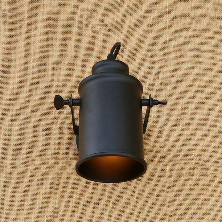 Lisslune | Cylinder Metallic Wall Light Antique Style 1 Light Living Room Wall Mounted Light in Black/Rust