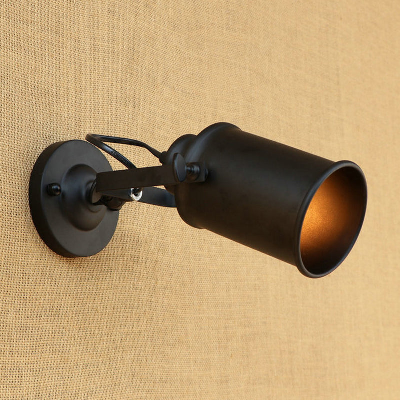 Lisslune | Cylinder Metallic Wall Light Antique Style 1 Light Living Room Wall Mounted Light in Black/Rust