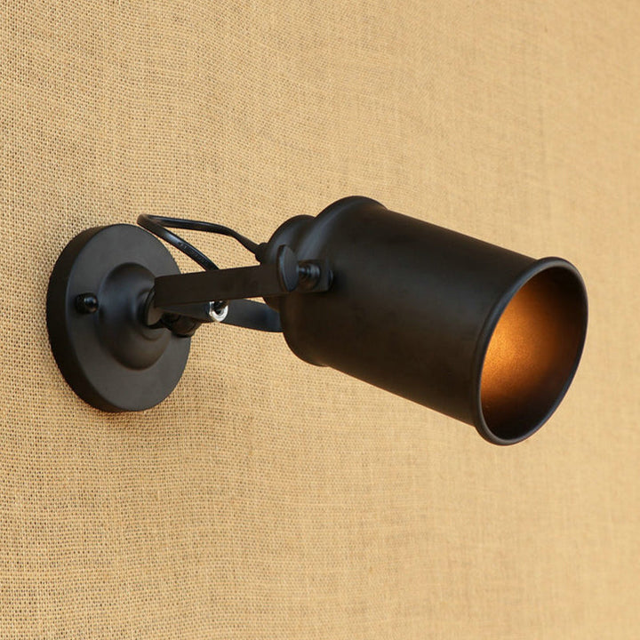 Lisslune | Cylinder Metallic Wall Light Antique Style 1 Light Living Room Wall Mounted Light in Black/Rust