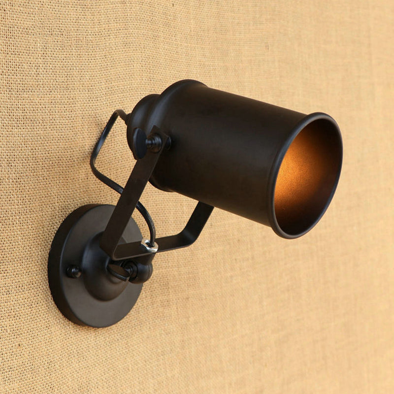 Lisslune | Cylinder Metallic Wall Light Antique Style 1 Light Living Room Wall Mounted Light in Black/Rust