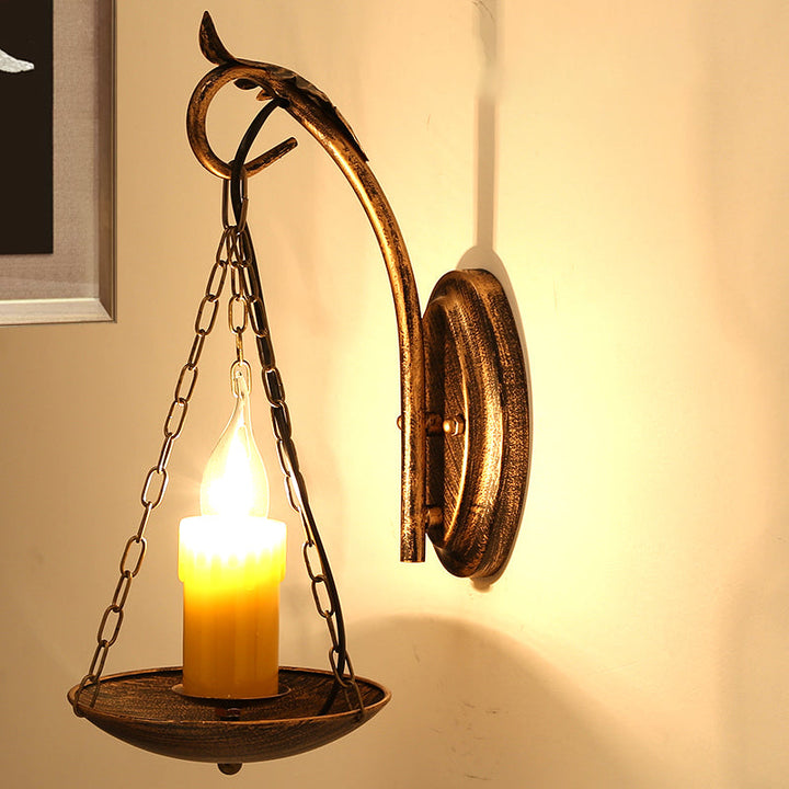 Skørter | Candle Strap Wall Light Rustic Lodge Metallic 1 Light Wall Lamp Lighting for Foyer