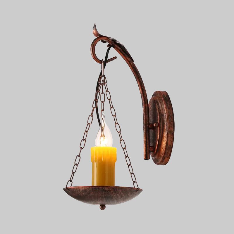 Skørter | Candle Strap Wall Light Rustic Lodge Metallic 1 Light Wall Lamp Lighting for Foyer