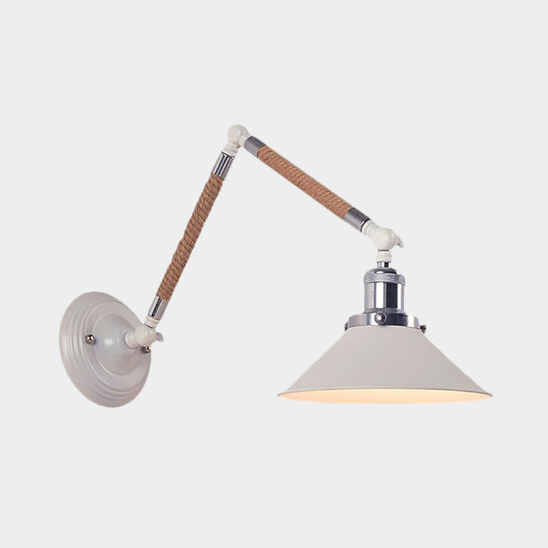 Lisslune | 1 Head Flared Wall Lighting with Swivel Arm Vintage Style White Metal Wall Lamp, 7"/8" Diameter