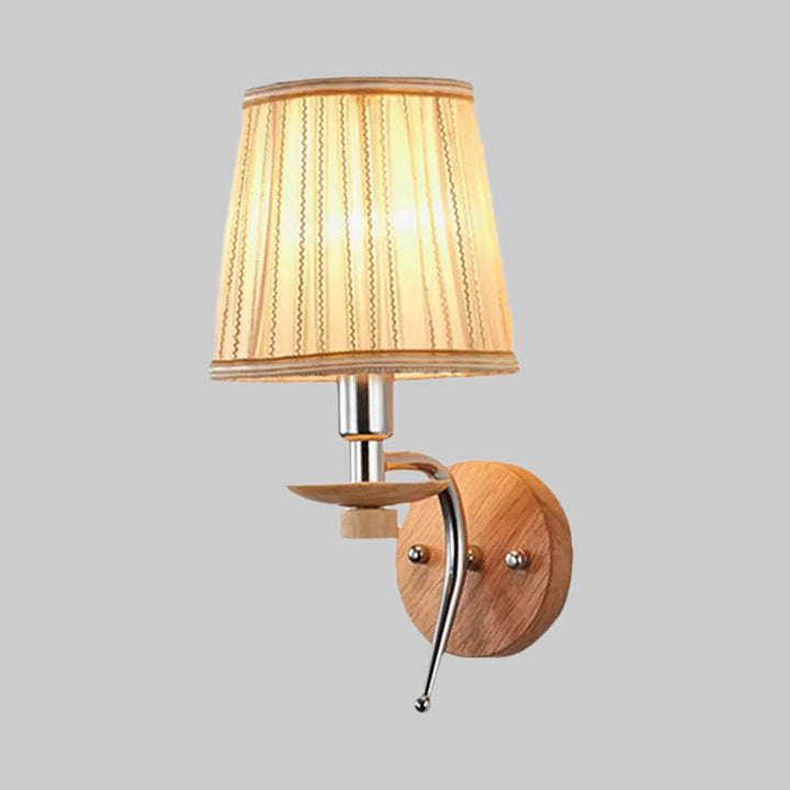 Lisslune | 1-Bulb Tapered Wall Mount Contemporary White/Beige Fabric Wall Light for Corridor