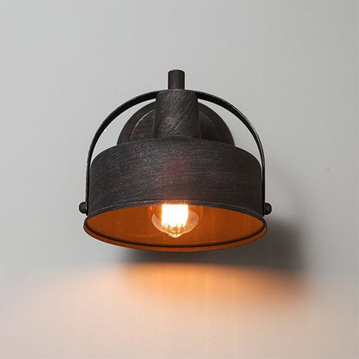 Lisslune | Metal Antique Black Wall Lights Drum/Trumpet Shade 1-Light Retro Rustic Wall Lamp Fixture