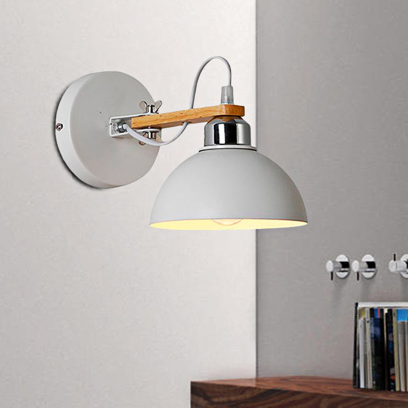 Lisslune | 1 Light Scalloped Wall Lamp Simple Style White Metallic and Wooden Wall Lighting for Bedroom
