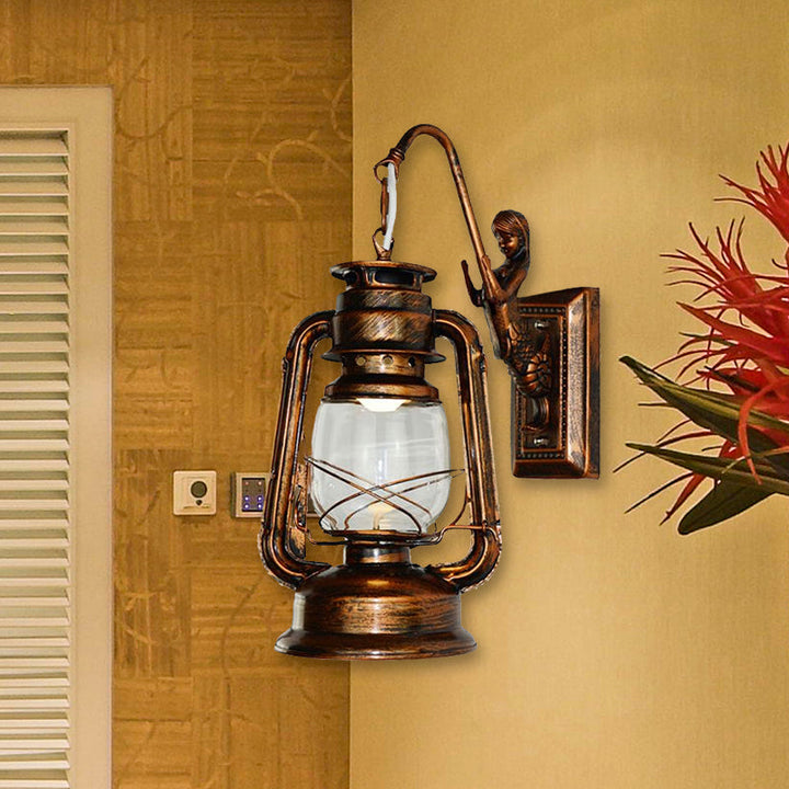 Skørter | Antique Bronze Kerosene Wall Lighting Industrial Clear Glass 1 Light Living Room Wall Lamp Fixture, 13"/14"/16"