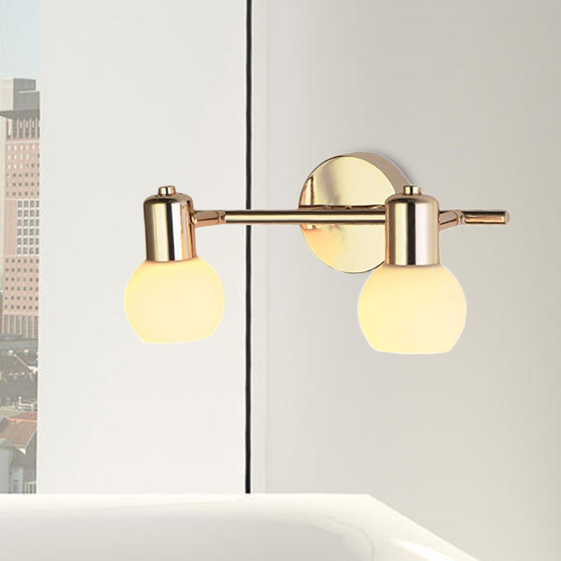 Lisslune | 2/3 Bulb Wall Sconce Lighting with Bubble Shade Milk Glass Modern Bedroom Light Fixture in Brass