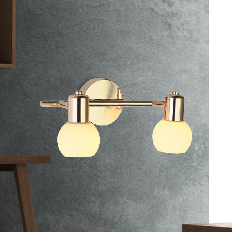 Lisslune | 2/3 Bulb Wall Sconce Lighting with Bubble Shade Milk Glass Modern Bedroom Light Fixture in Brass