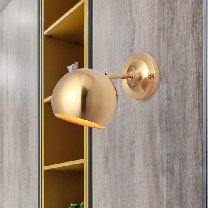 Lisslune | Brass 1 Lightbulb Wall Lamp Sconces Loft Style Metal Globe Shade Wall Mounted Lamp for Dining Room