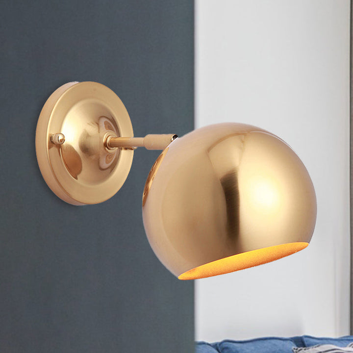 Lisslune | Brass 1 Lightbulb Wall Lamp Sconces Loft Style Metal Globe Shade Wall Mounted Lamp for Dining Room
