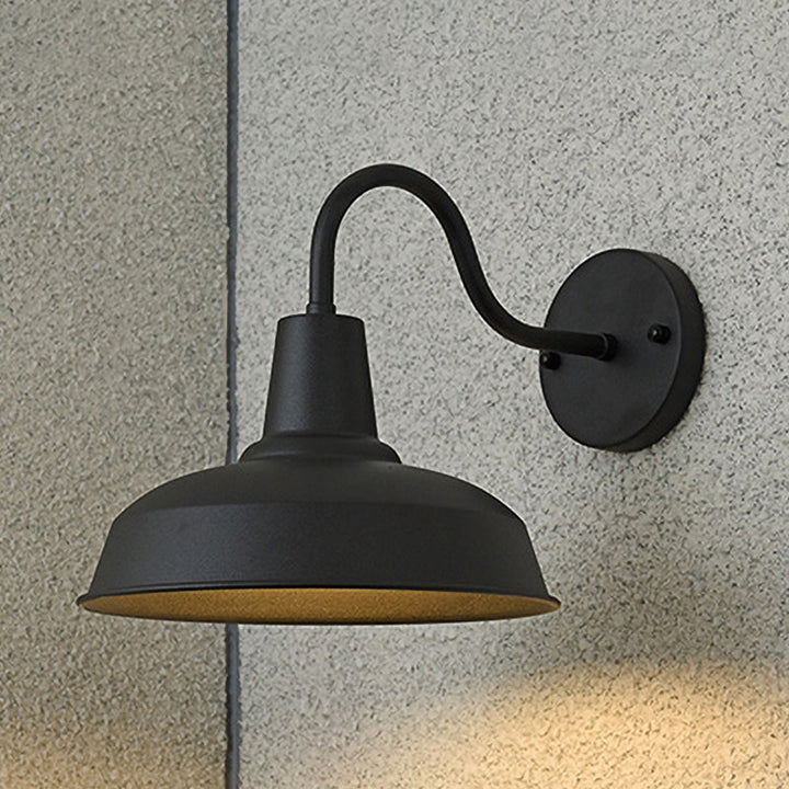 Skørter | Farmhouse Barn Wall Sconce Lighting 1 Bulb Metal Wall Lamp with Neck Arm in Black for Porch