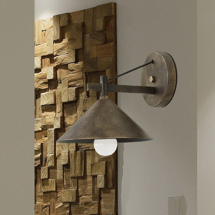 Lisslune | 1 Metal Wall Lamp Light Industrial Aged Silver/Bronze Cone Dining Room Lighting Fixture