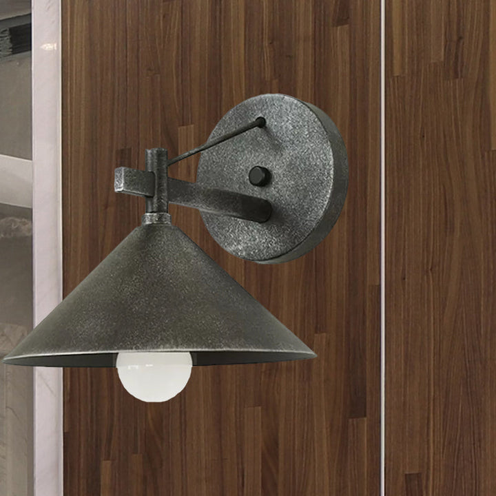 Lisslune | 1 Metal Wall Lamp Light Industrial Aged Silver/Bronze Cone Dining Room Lighting Fixture