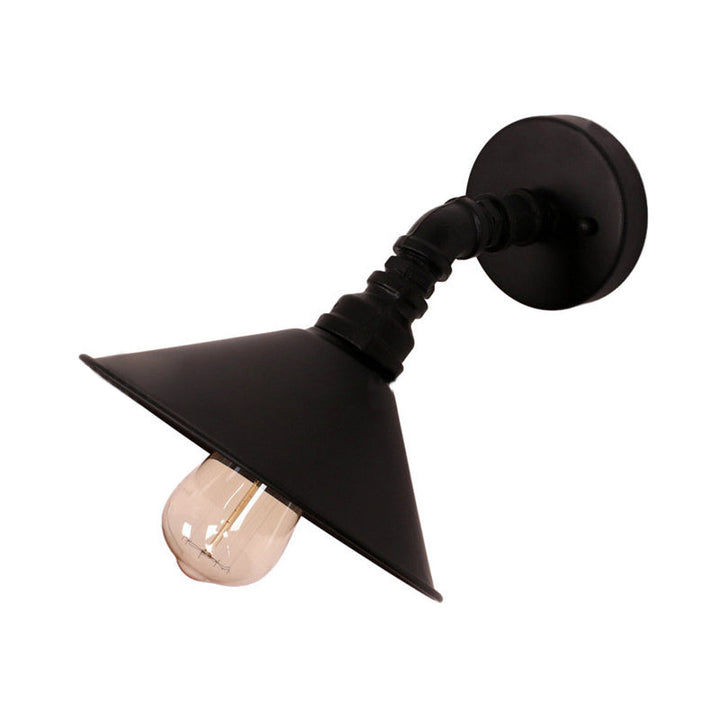 Lisslune | One Bulb Wall Lamp with Cone Shade Metal Industrial Bedroom Wall Light Fixture in Black/Rust