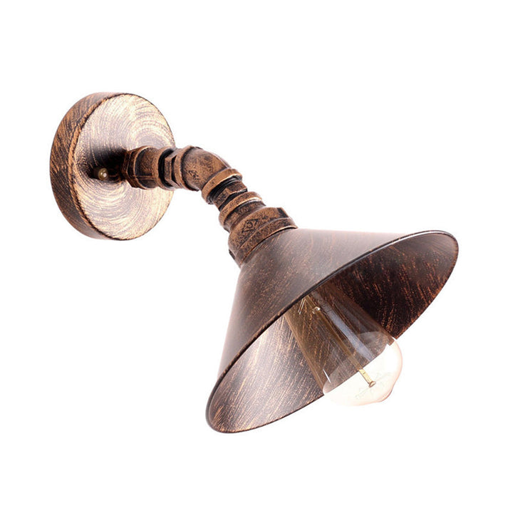 Lisslune | One Bulb Wall Lamp with Cone Shade Metal Industrial Bedroom Wall Light Fixture in Black/Rust