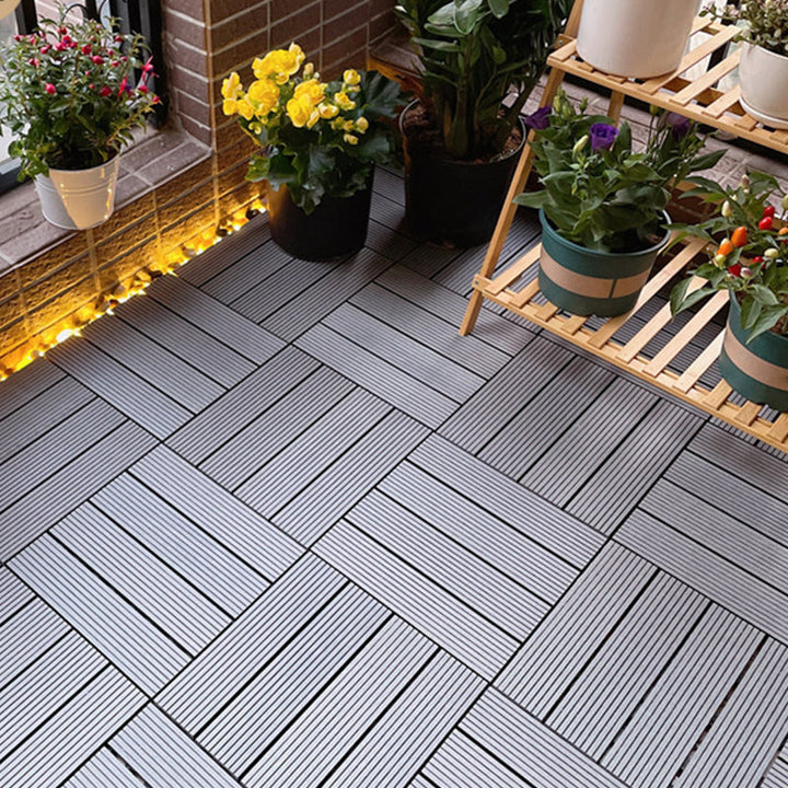 Lisslune | Square Engineer Wooden Floor Water Repellent Smooth Tile for Patio Garden