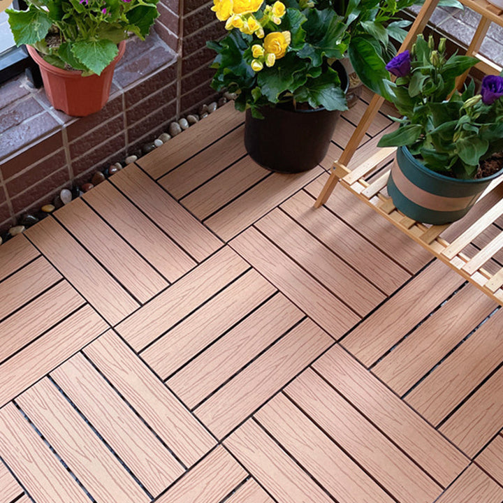Lisslune | Square Engineer Wooden Floor Water Repellent Smooth Tile for Patio Garden