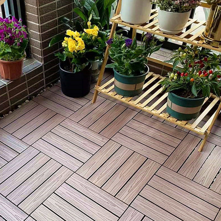 Lisslune | Square Engineer Wooden Floor Water Repellent Smooth Tile for Patio Garden