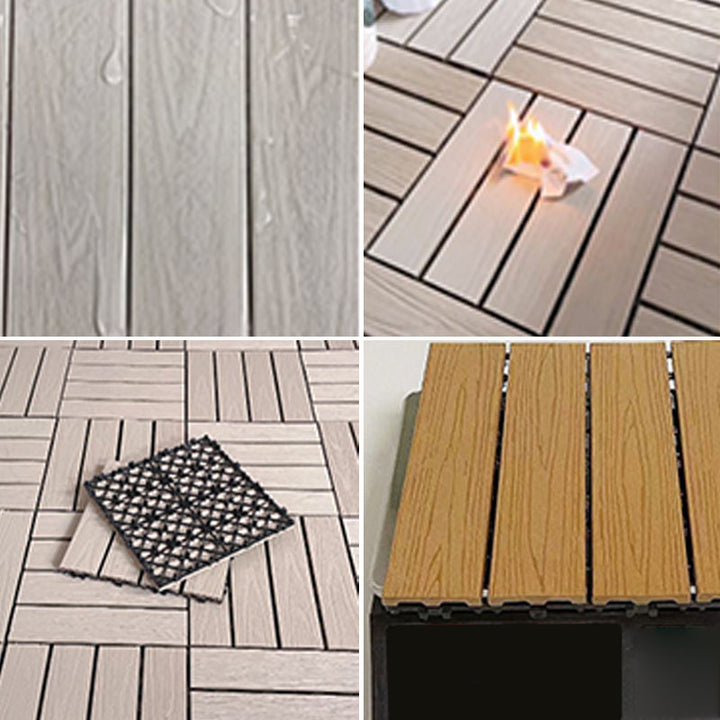 Lisslune | Square Engineer Wooden Floor Water Repellent Smooth Tile for Patio Garden