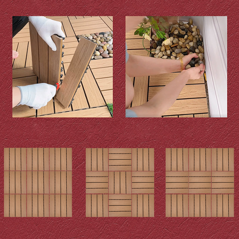 Lisslune | Square Engineer Wooden Floor Water Repellent Smooth Tile for Patio Garden