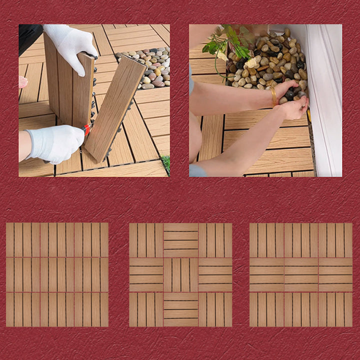 Lisslune | Square Engineer Wooden Floor Water Repellent Smooth Tile for Patio Garden