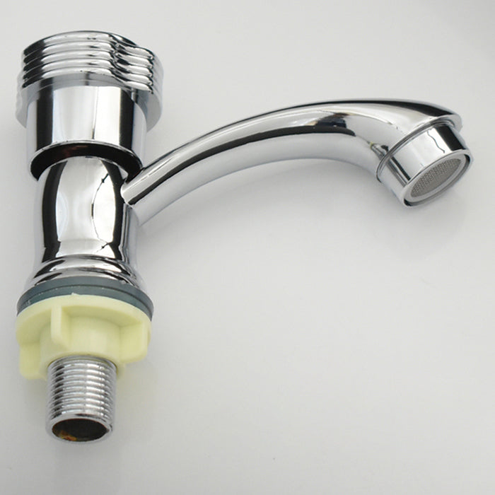 Lisslune | Contemporary Water Tap Knob Handle Low Arc Zinc Faucet in Silver